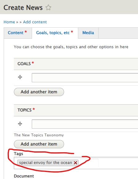 goals topics tags